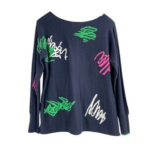 Zacket & Plover Cashmere Multicolor Graffiti Stripe Back Sweater Womens Small
